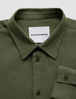 Seersucker Casual Shirt Clover Green