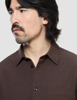 Seersucker Casual Shirt Dark Brown