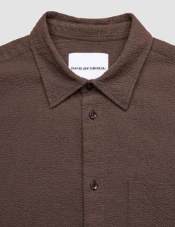 Seersucker Casual Shirt Dark Brown