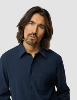 Seersucker Casual Shirt Dark Navy