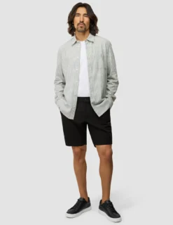 Seersucker Casual Shirt Green Stripes