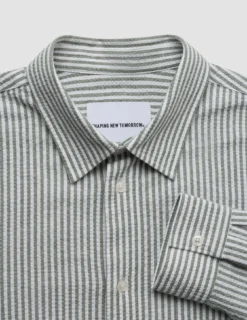 Seersucker Casual Shirt Green Stripes