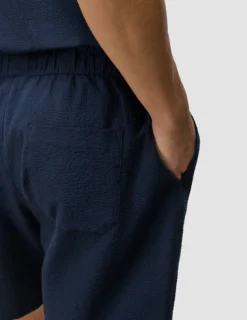 Seersucker Shorts Dark Navy
