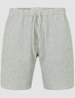 Seersucker Shorts Green Stripes
