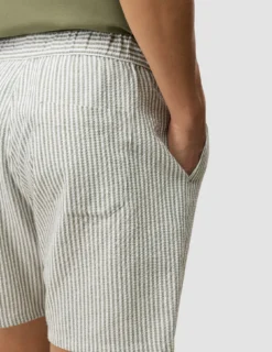 Seersucker Shorts Green Stripes