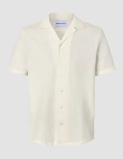 Seersucker Short Sleeve Shirt Off White