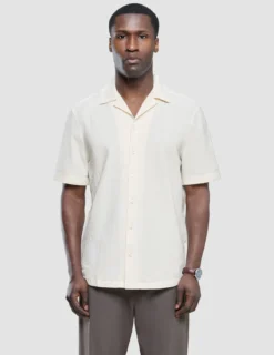 Seersucker Short Sleeve Shirt Off White