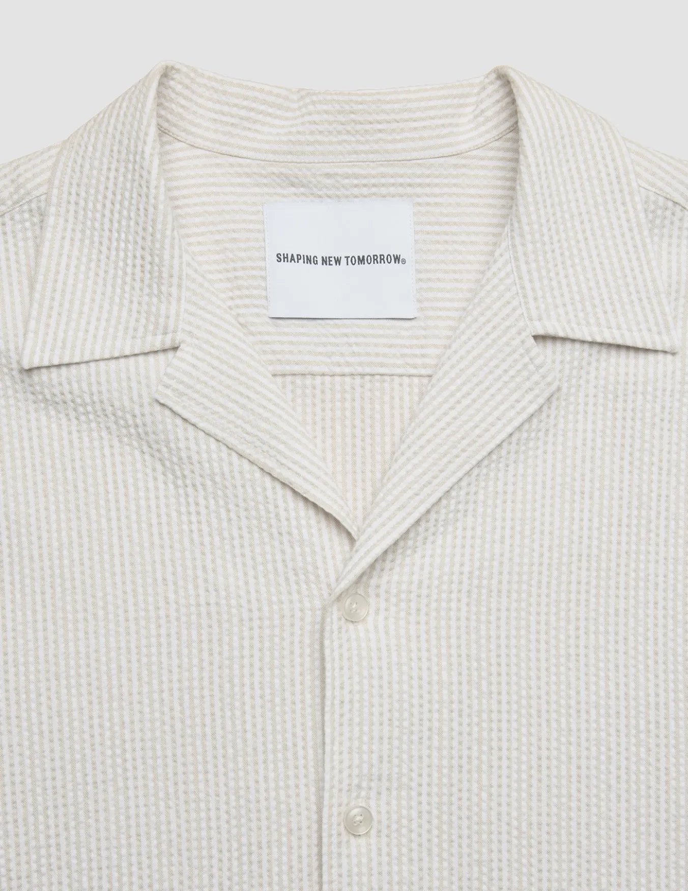 Seersucker Short Sleeve Shirt Cream Stripes