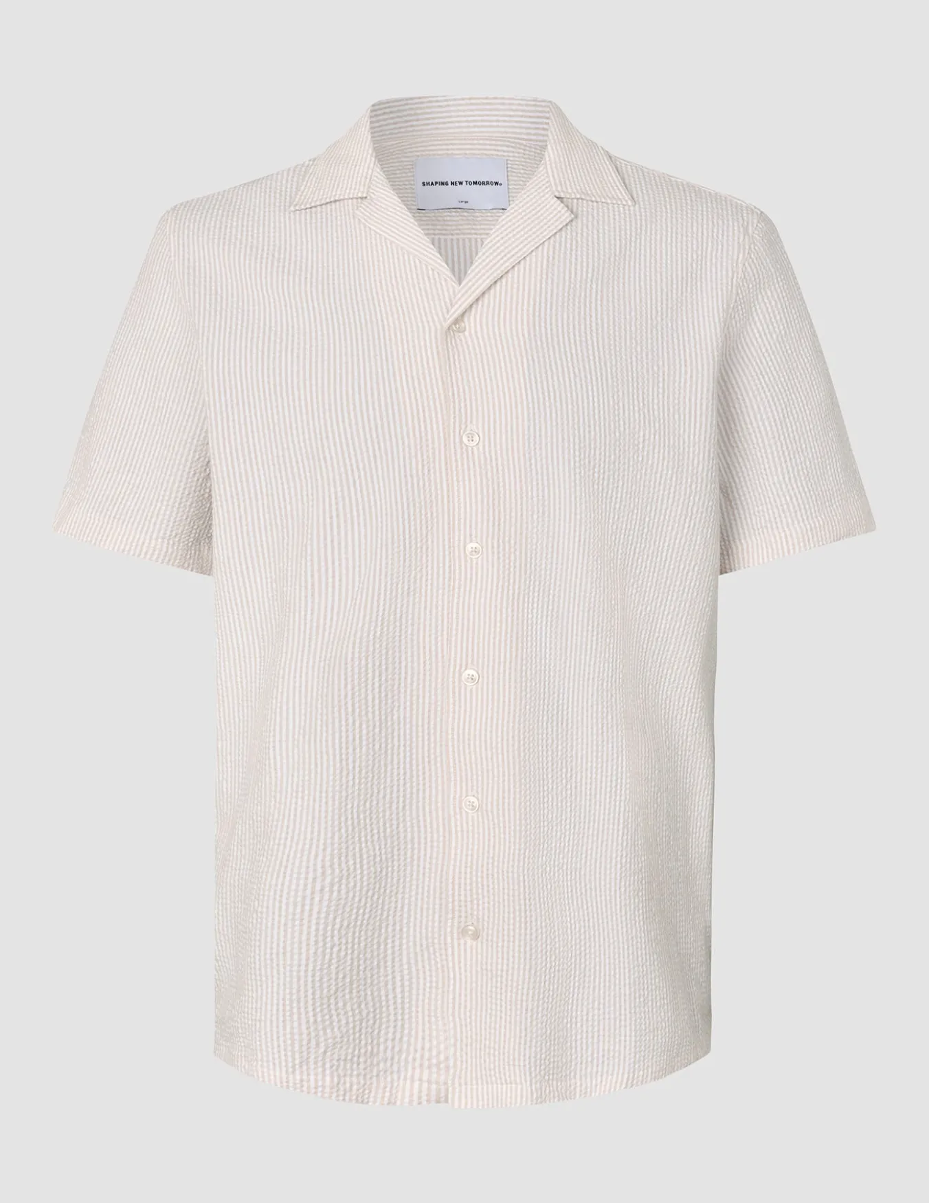 Seersucker Short Sleeve Shirt Cream Stripes