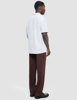 Seersucker Short Sleeve Shirt Cream Stripes