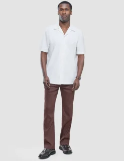 Seersucker Short Sleeve Shirt Cream Stripes