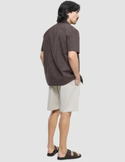 Seersucker Short Sleeve Shirt Cocoa Pinstripes