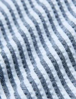 Seersucker Short Sleeve Shirt Navy Stripes
