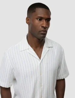 Seersucker Short Sleeve Shirt Blue Stripes
