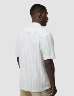 Seersucker Short Sleeve Shirt Blue Stripes