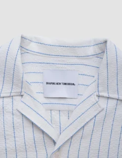 Seersucker Short Sleeve Shirt Blue Stripes