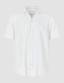 Seersucker Short Sleeve Shirt Blue Stripes
