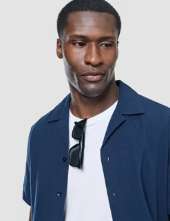 Seersucker Short Sleeve Shirt Dark Navy