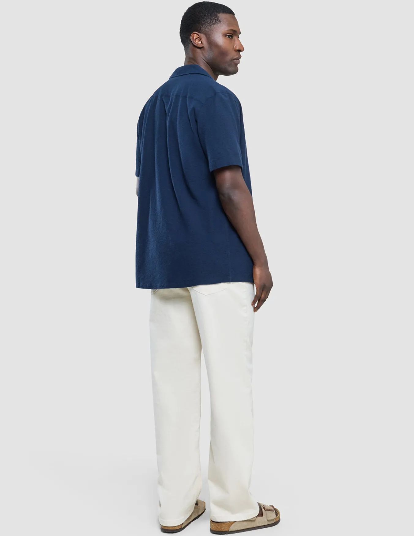 Seersucker Short Sleeve Shirt Dark Navy
