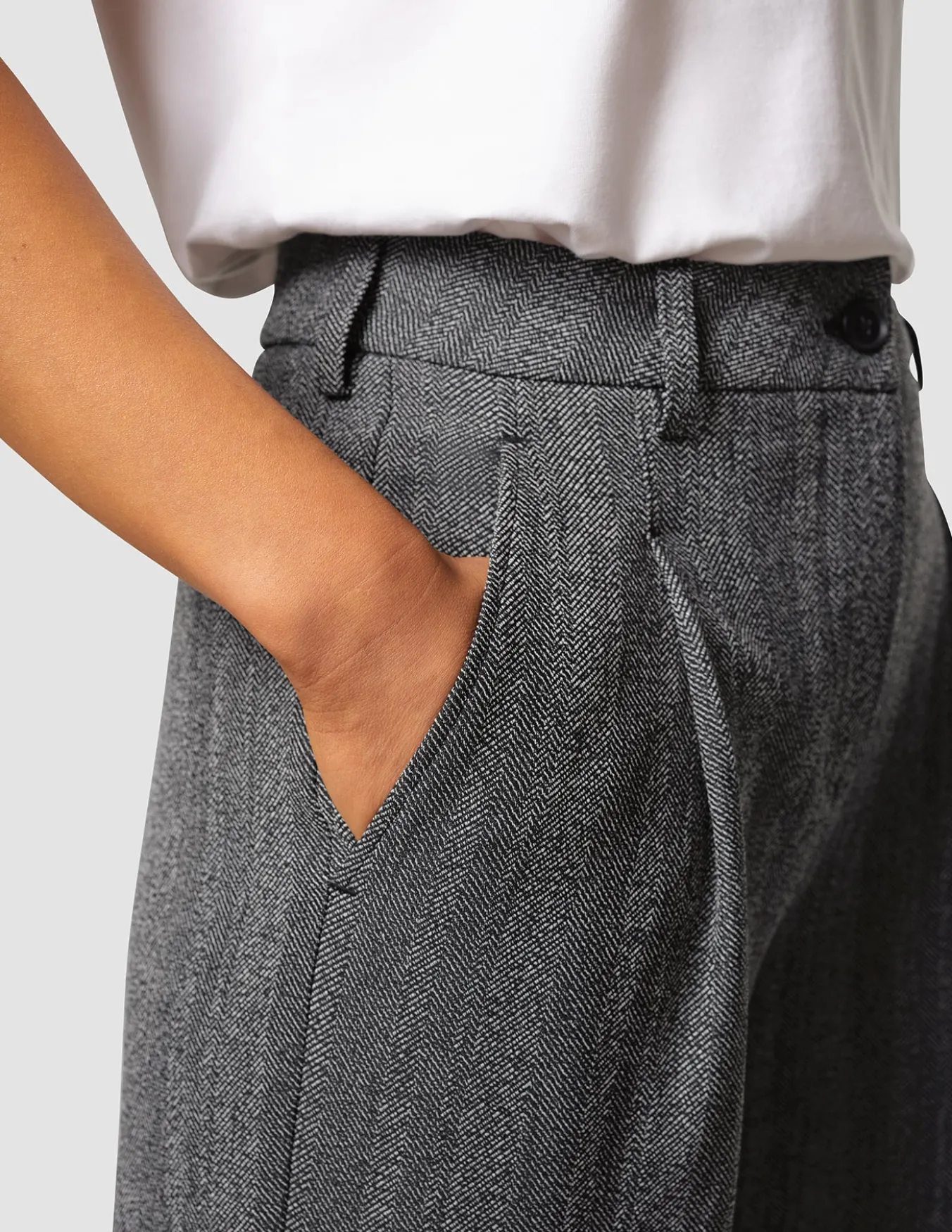 Serene Pants Wide Grey Herringbone