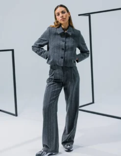 Serene Pants Wide Grey Herringbone