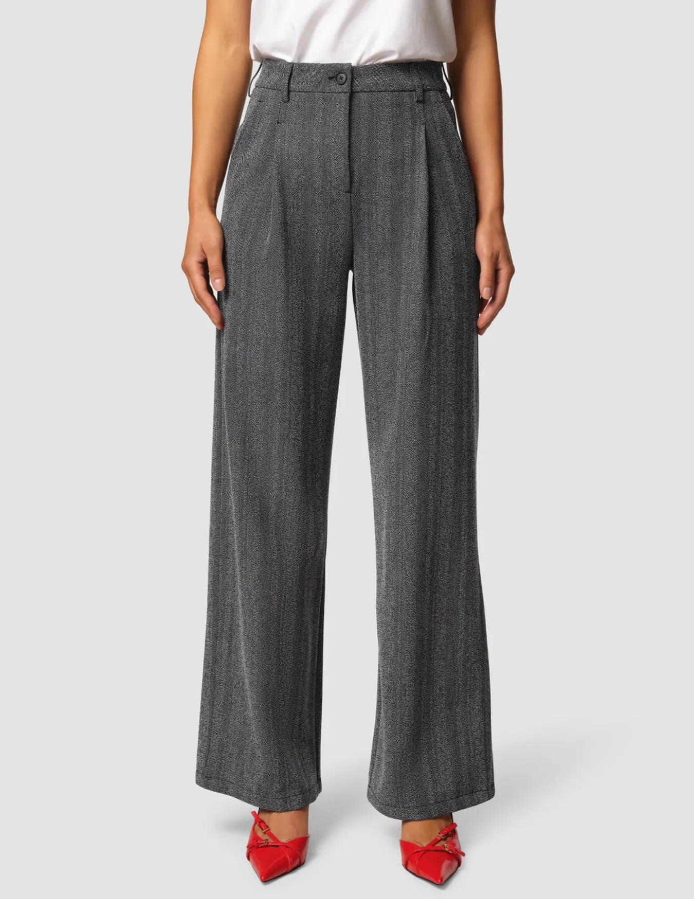 Serene Pants Wide Grey Herringbone