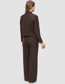 Serene Set Chocolate Herringbone Short Jacket Pants