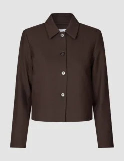 Serene Set Chocolate Herringbone Short Jacket Pants
