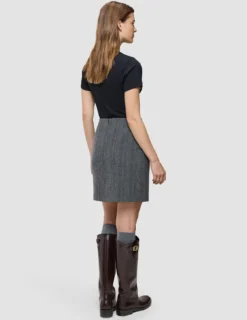 Serene Set Grey Herringbone Short Jacket Short Skirt