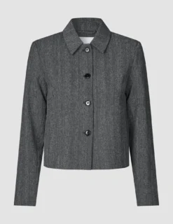 Serene Set Grey Herringbone Short Jacket Short Skirt