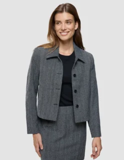 Serene Set Grey Herringbone Short Jacket Short Skirt