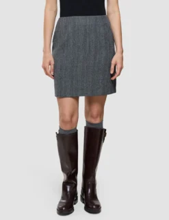 Serene Set Grey Herringbone Short Jacket Short Skirt
