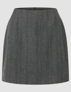 Serene Set Grey Herringbone Short Jacket Short Skirt
