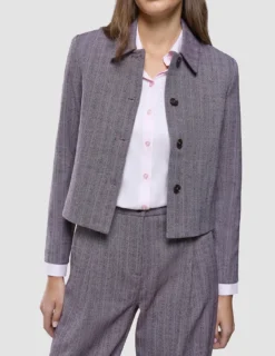 Serene Set Pink Winery Herringbone Short Jacket and Pants Wide