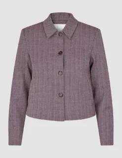 Serene Set Pink Winery Herringbone Short Jacket and Pants Wide