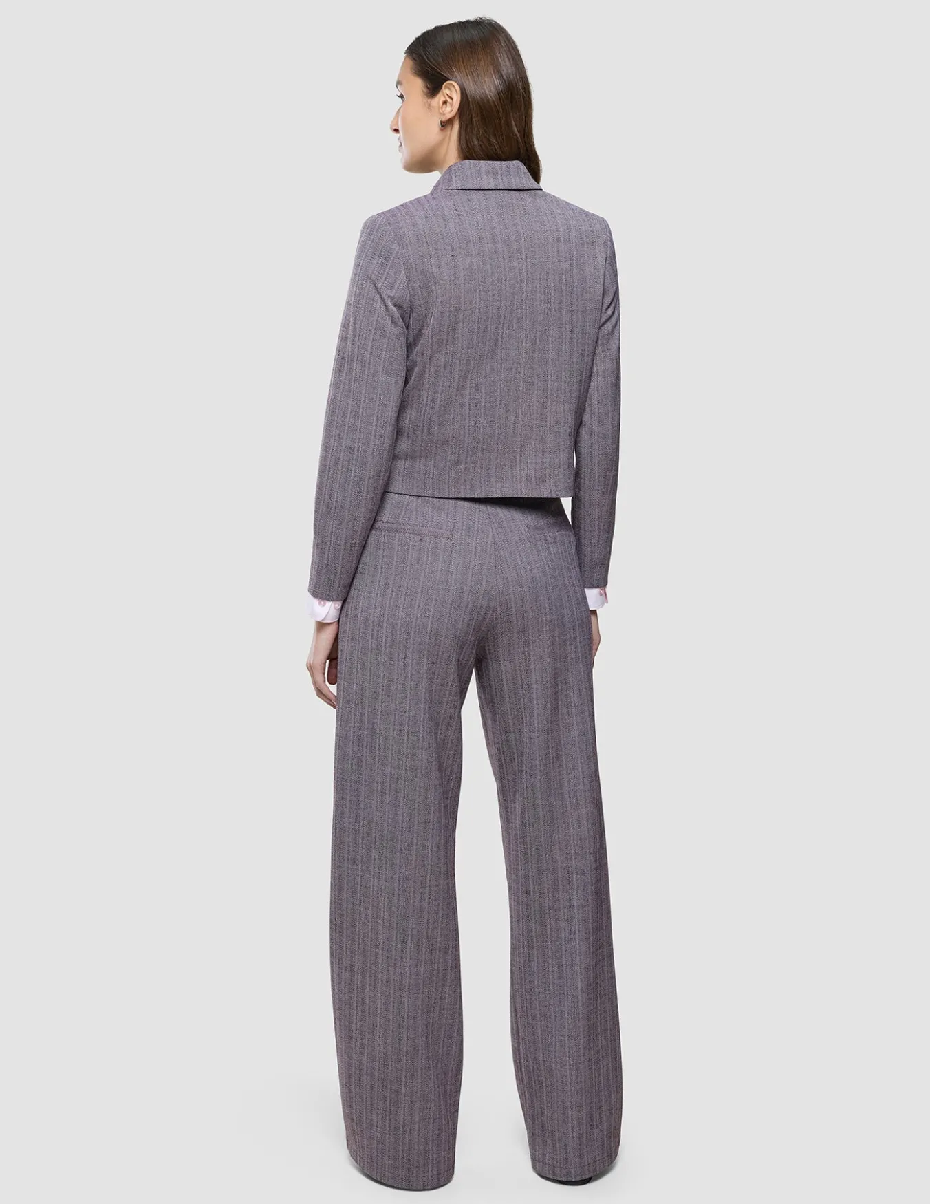 Serene Set Pink Winery Herringbone Short Jacket and Pants Wide