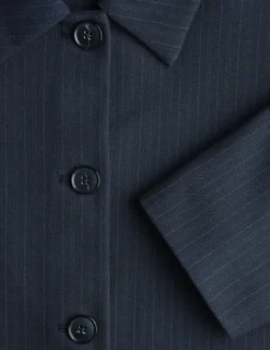 Serene Short Jacket Black Night Pinstripe