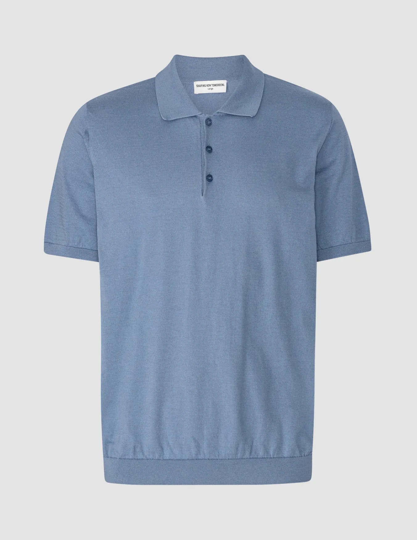 Silk / Cotton Short Sleeve Polo Cloud Blue