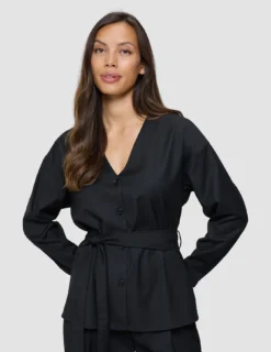 Skye Set Black Belted Overshirt Wide Pants