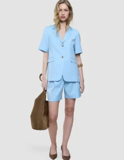 skye set blue haze short sleeved blazer shorts