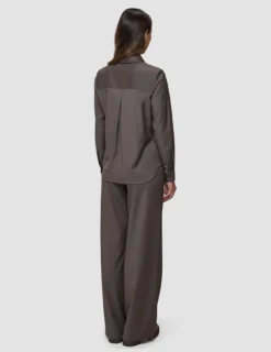 Skye Set Dark Chestnut Melange Shirt & Wide Pants