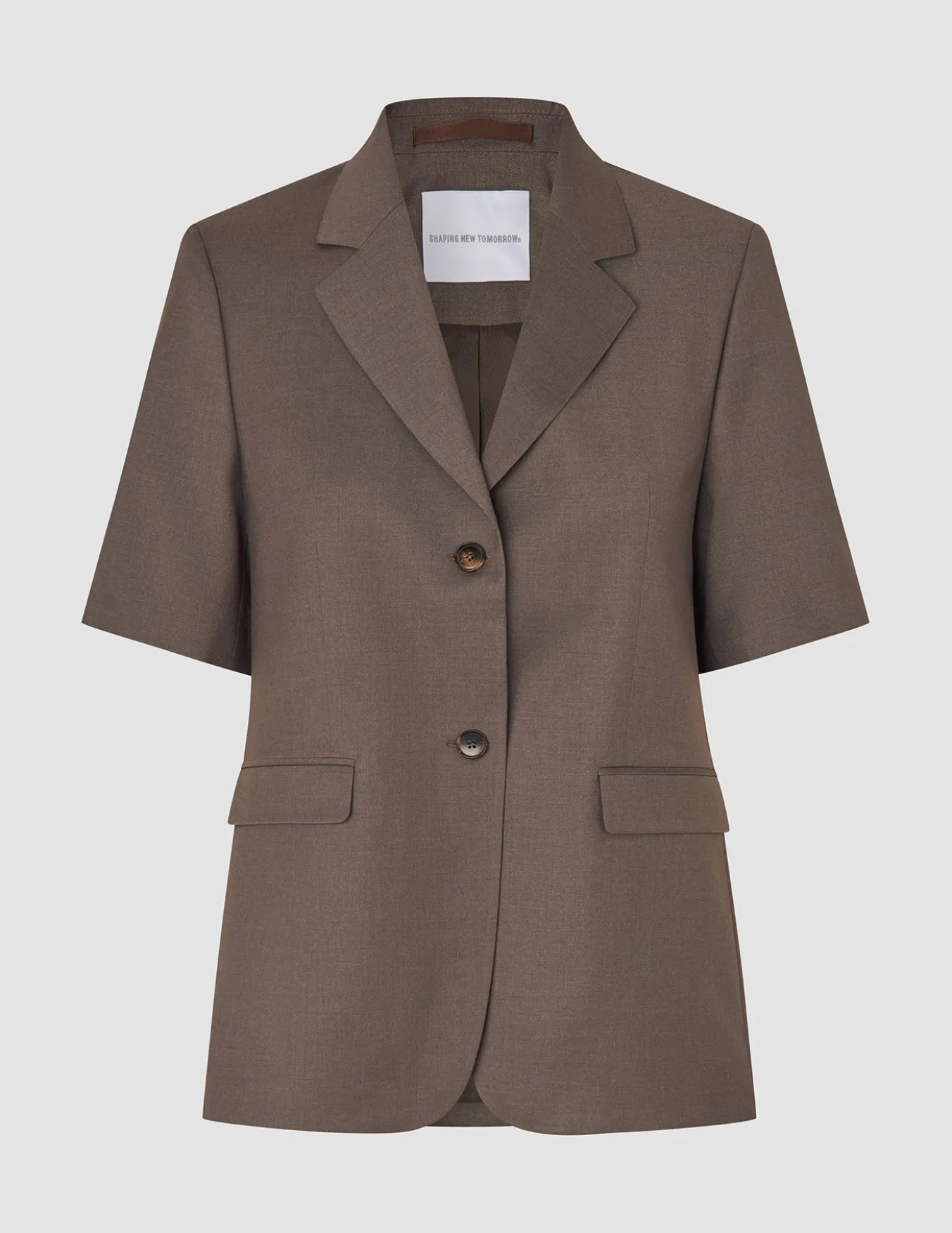 skye set dark chestnut melange short sleeved blazer shorts