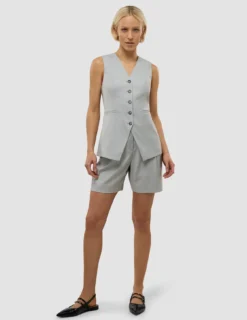 Skye Set Grey Pine Melange Long Vest & Shorts