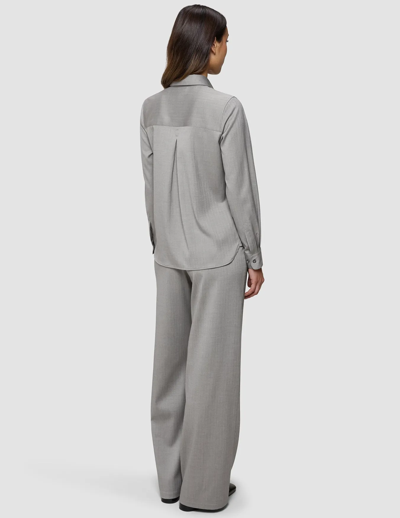 Skye Set Mellow Beige Herringbone Shirt & Wide Pants