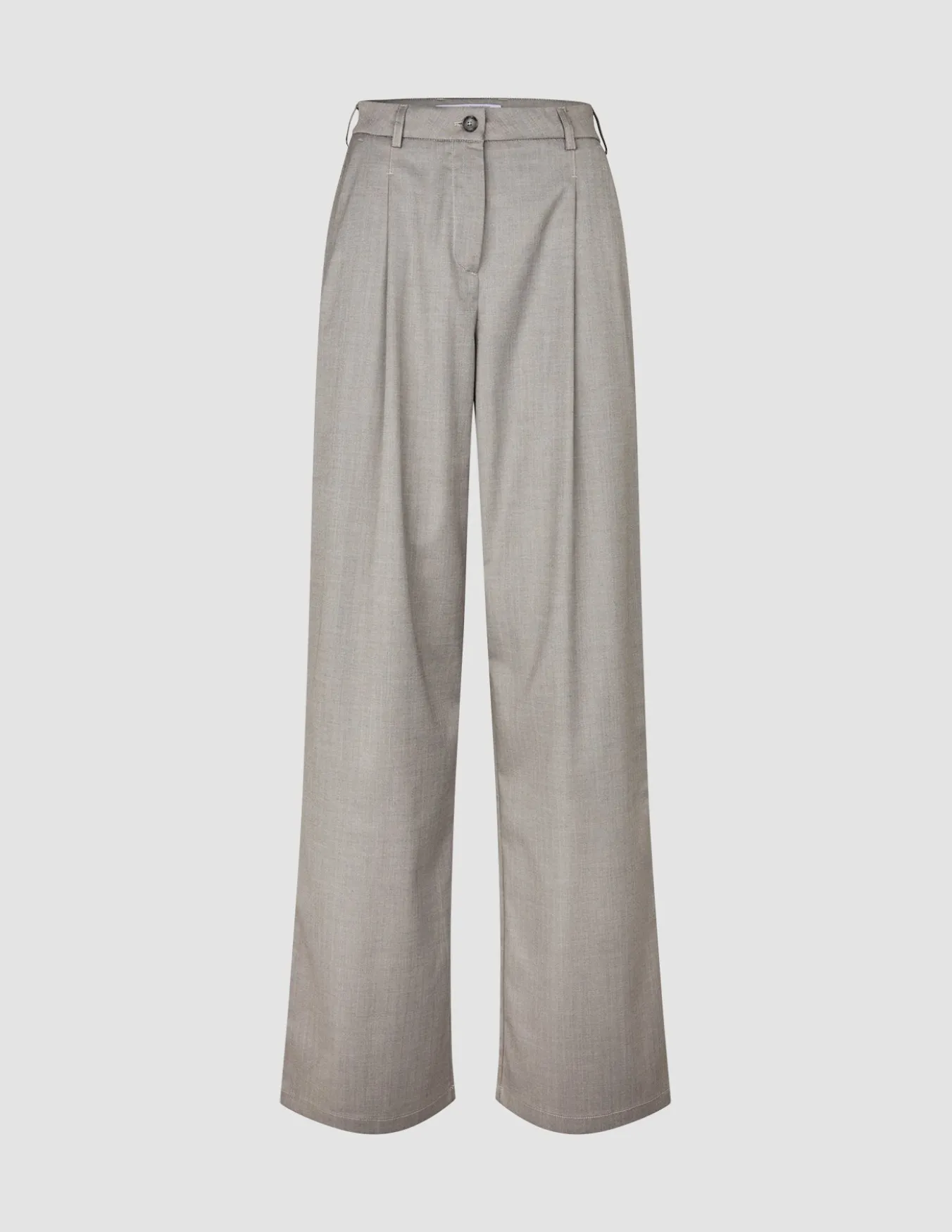 Skye Set Mellow Beige Herringbone Shirt & Wide Pants