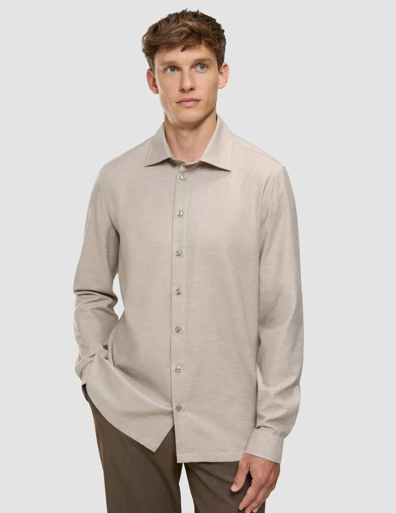 Soft Flannel Shirt Beige