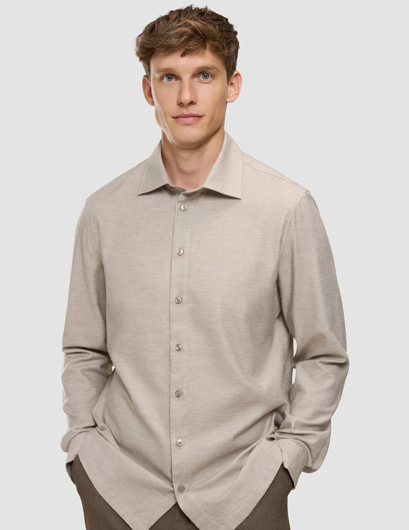 Soft Flannel Shirt Beige