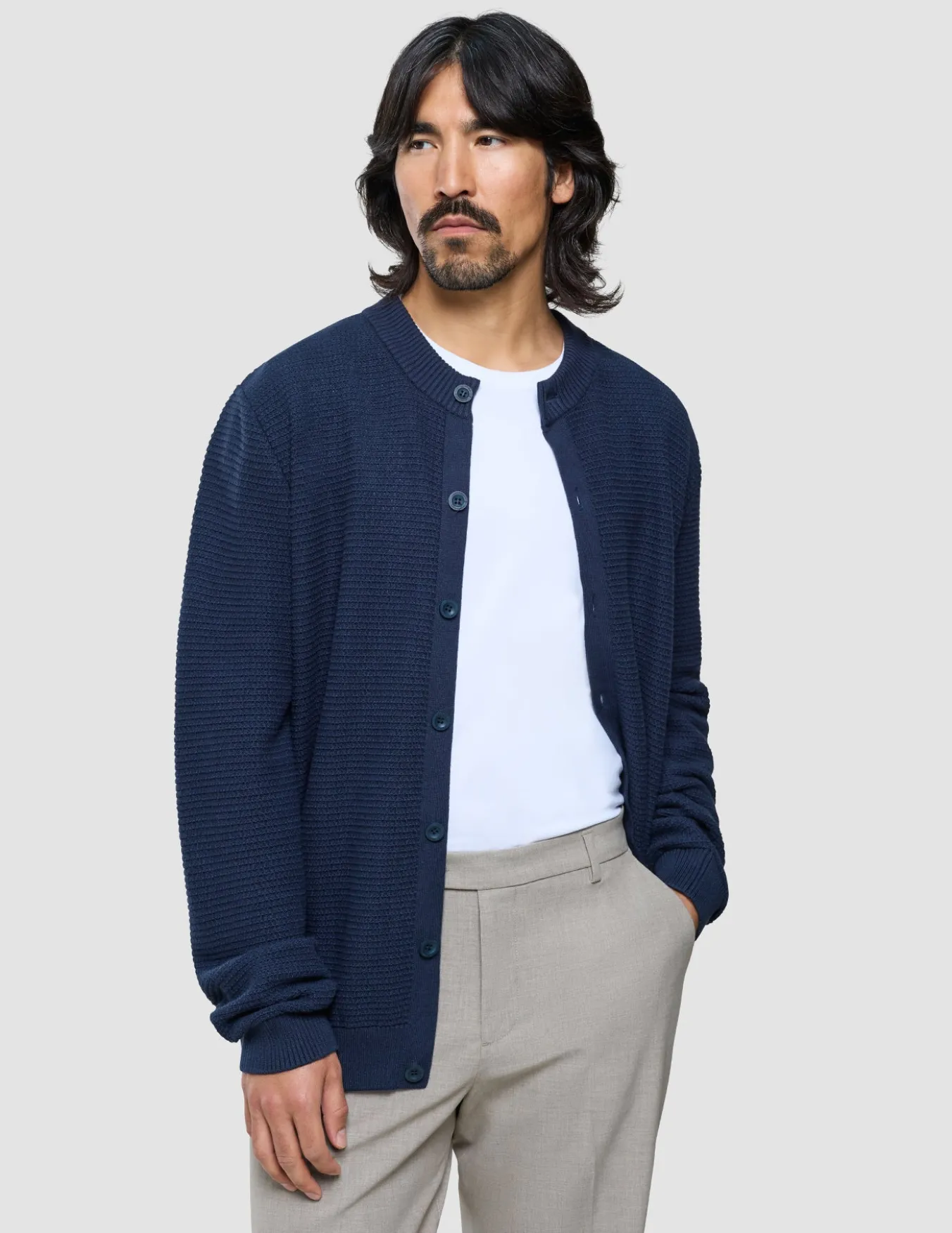 Structured Knit Cardigan Dark Navy