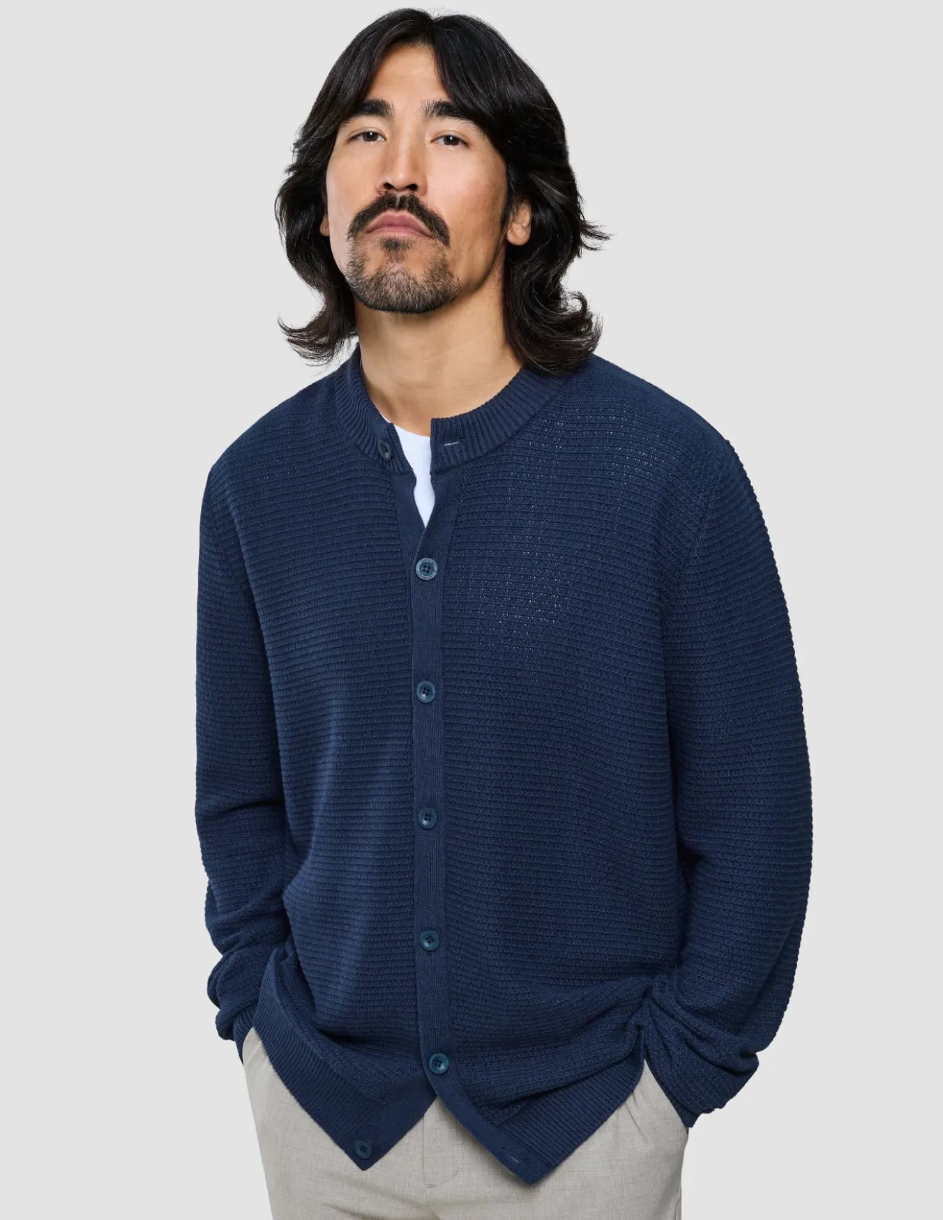 Structured Knit Cardigan Dark Navy