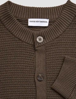 Structured Knit Cardigan Dark Brown